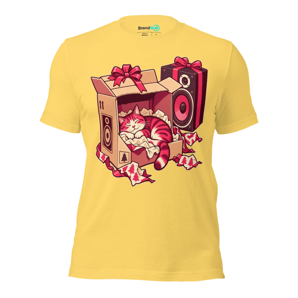 THE CAT HAS CLAIMED THE NEW SPEAKER BOX T Shirt Yellow Front