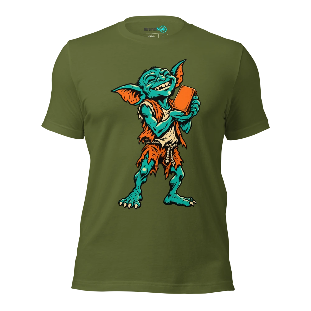 THE GIFT GOBLIN HAS BOUGHT ANOTHER USELESS PEDAL T Shirt Olive Front