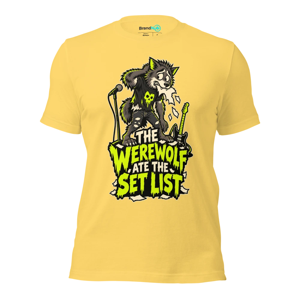 THE WEREWOLF ATE THE SET LIST T Shirt - Yellow - front - Ghost 2