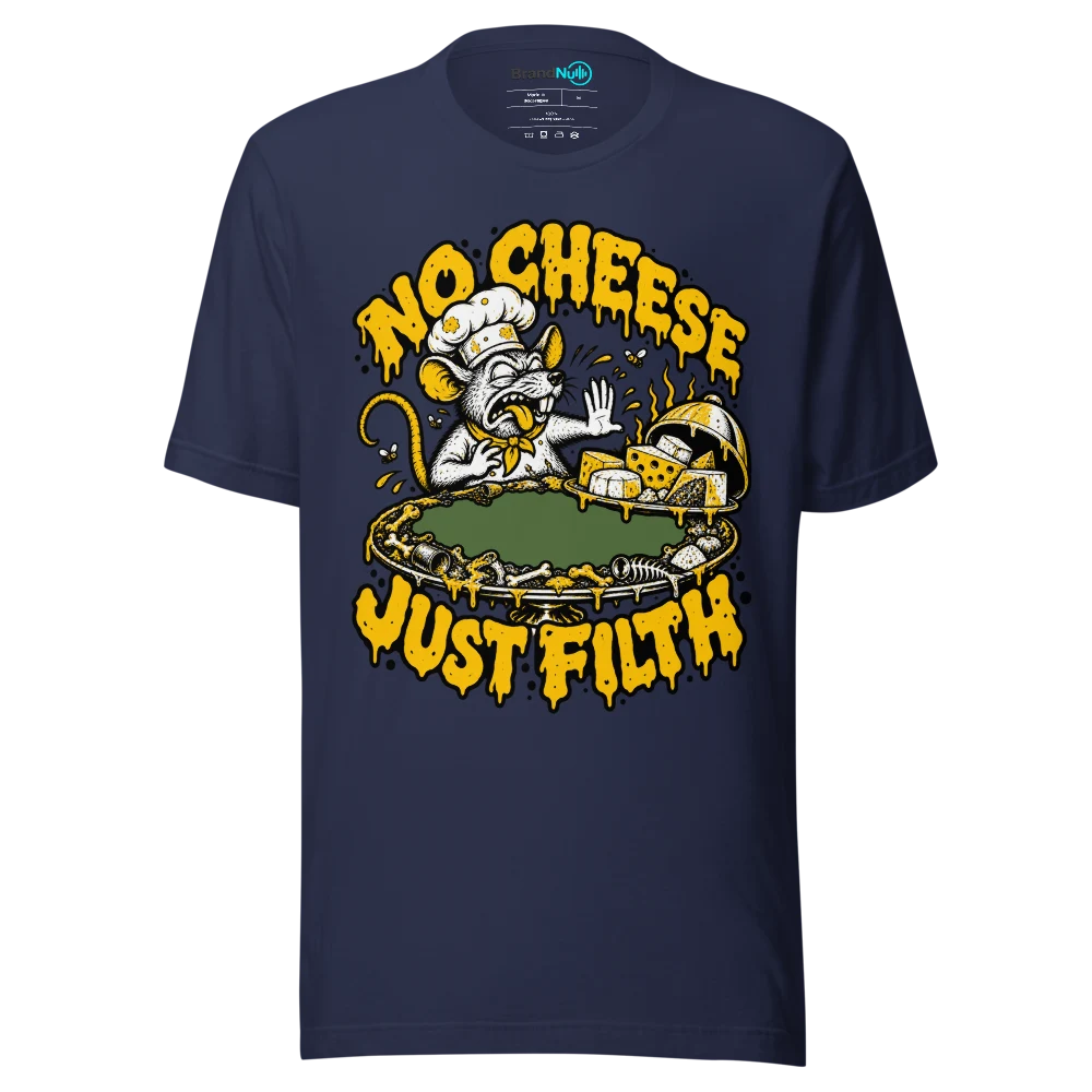 NO CHEESE JUST FILTH T Shirt Navy Front