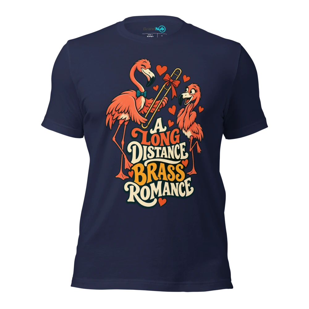 A LONG DISTANCE BRASS ROMANCE T Shirt Navy Front