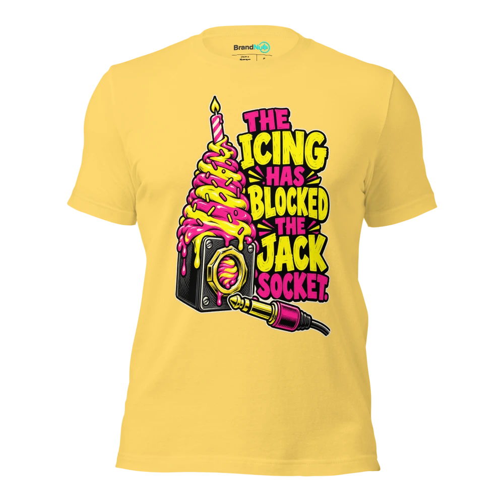 THE ICING HAS BLOCKED THE JACK SOCKET T Shirt Yellow Front