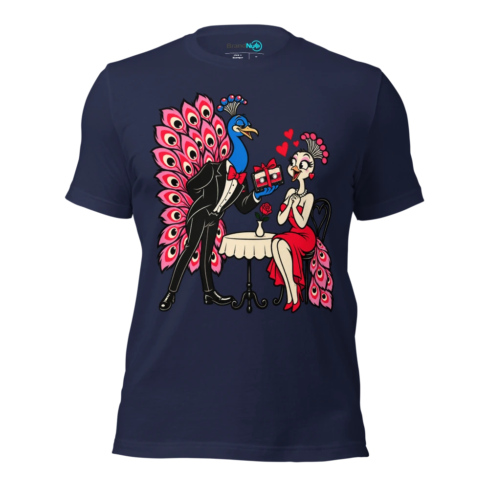 THE PEACOCK BROUGHT A DEMO TO THE DATE T Shirt Navy Front