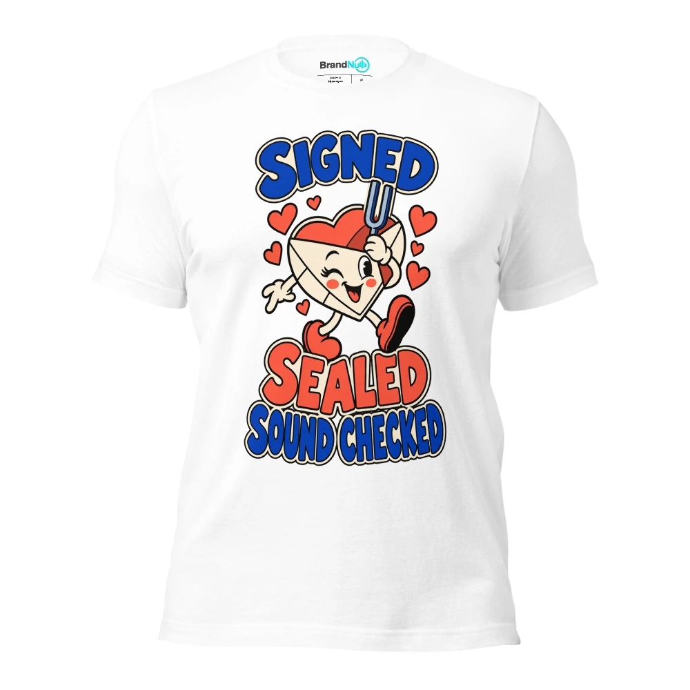SIGNED SEALED SOUND CHECKED T Shirt White Front