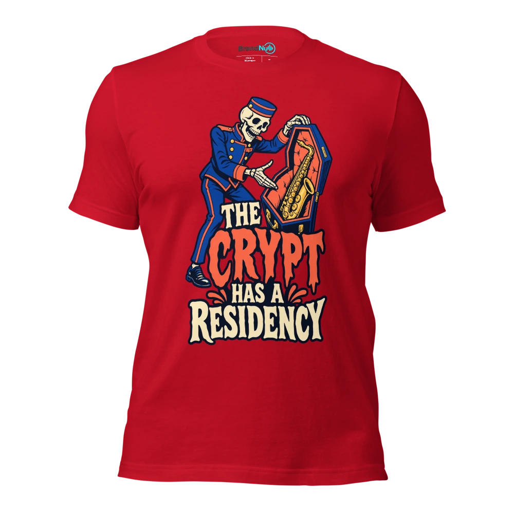 THE CRYPT HAS A RESIDENCY T Shirt Red Front