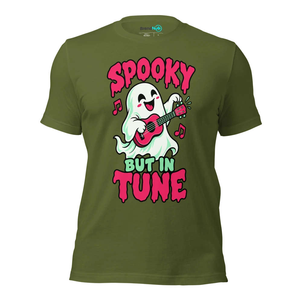 SPOOKY BUT IN TUNE T Shirt Olive Front