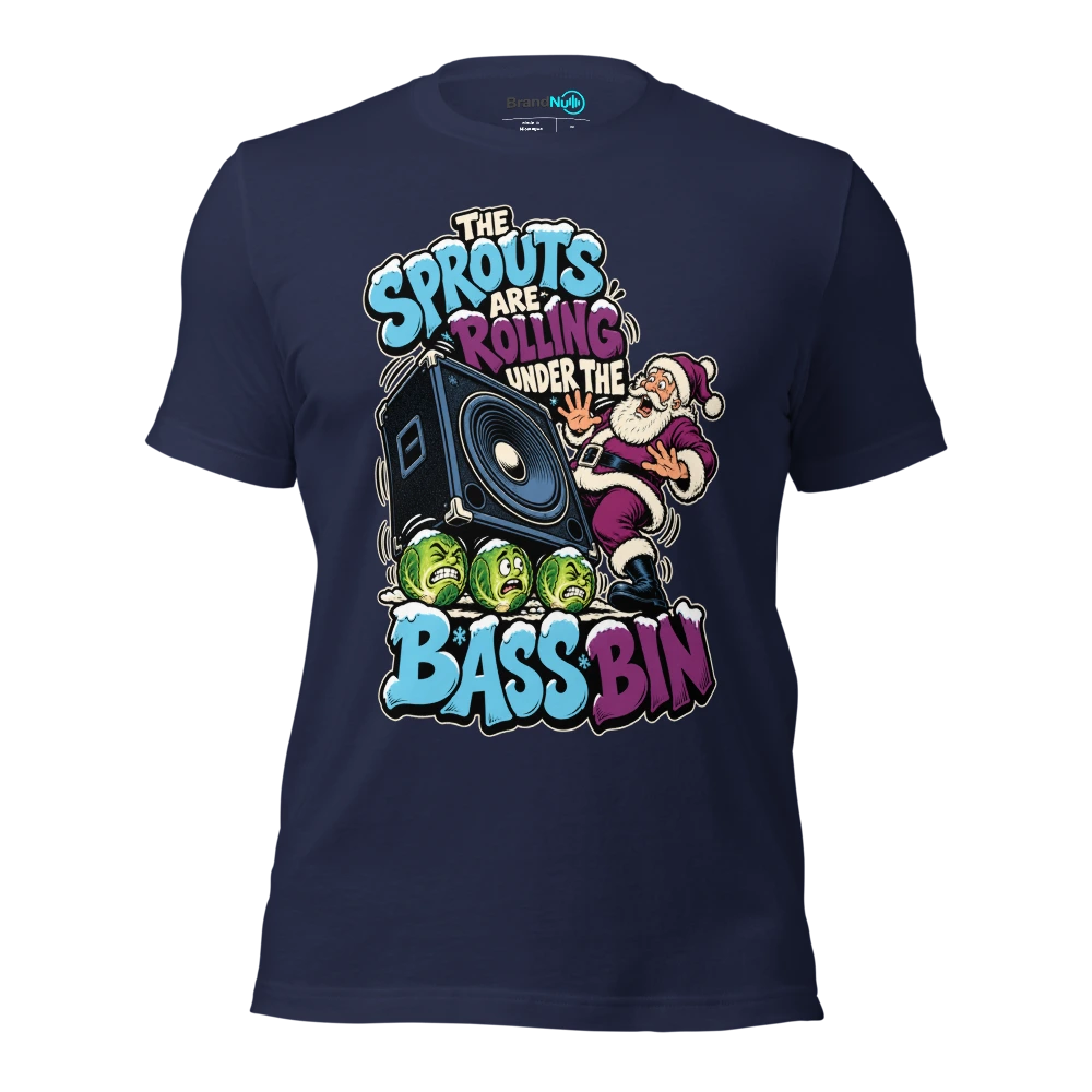 THE SPROUTS ARE ROLLING UNDER THE BASS BIN T Shirt Navy Front