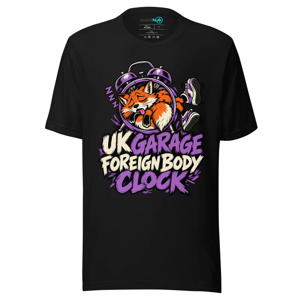 UK GARAGE FOREIGN BODY CLOCK T Shirt Black Front