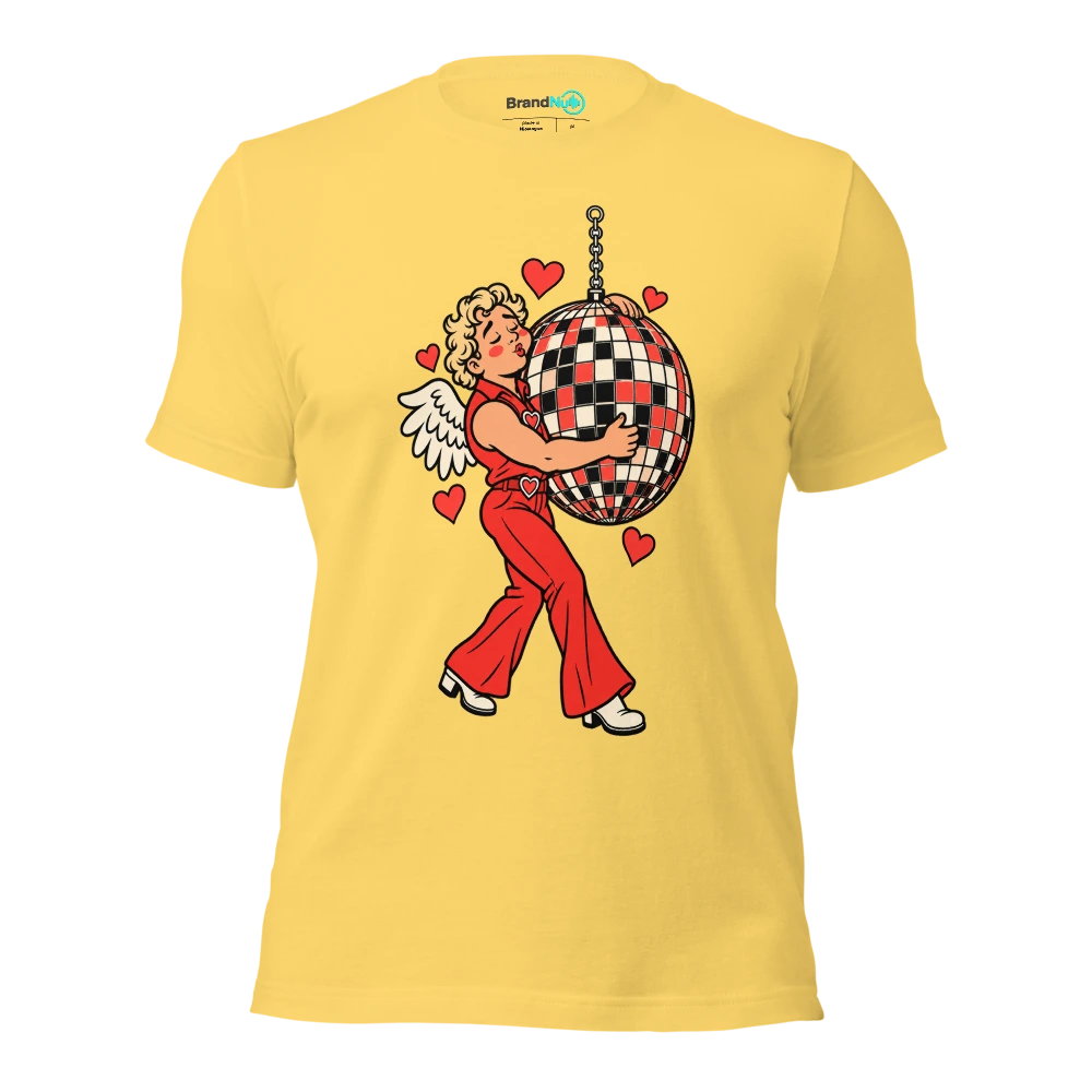 THE DISCO CUPID HAS MISREAD THE DANCEFLOOR T Shirt Yellow Front