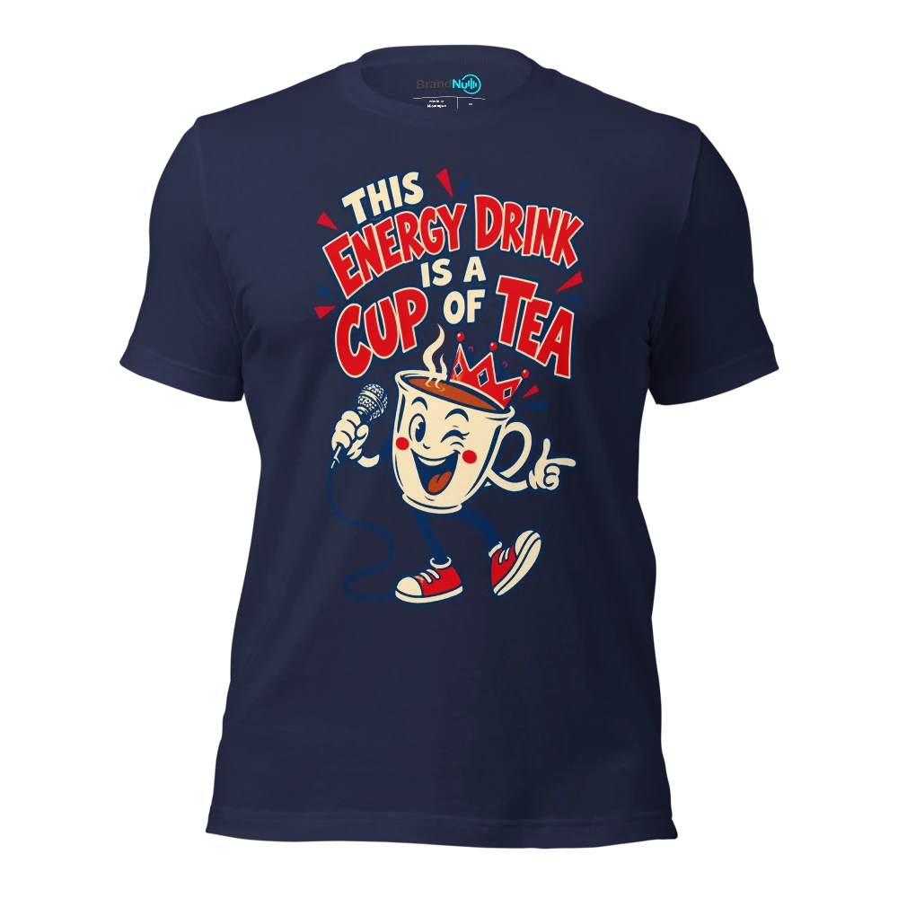 THIS ENERGY DRINK IS A CUP OF TEA T Shirt Navy Front