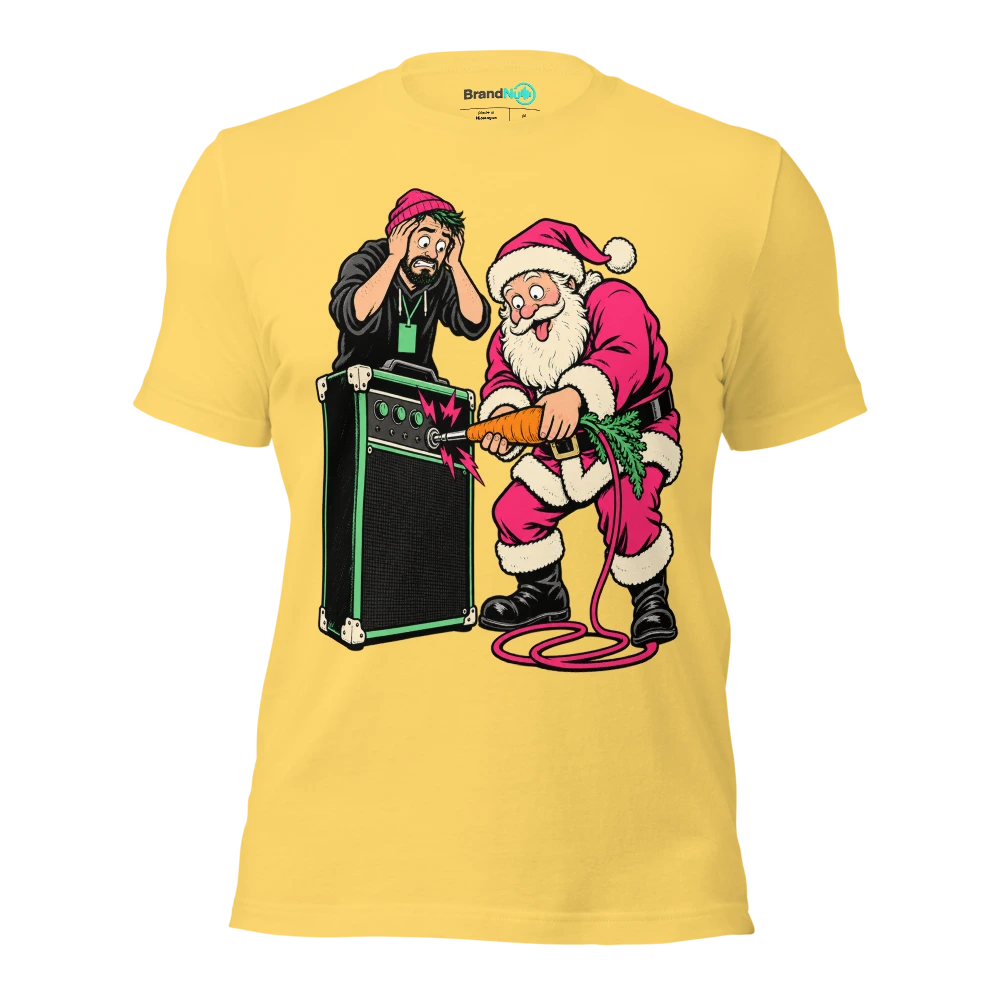 I SAW SANTA FAIL THE SOUND CHECK T Shirt Yellow Front