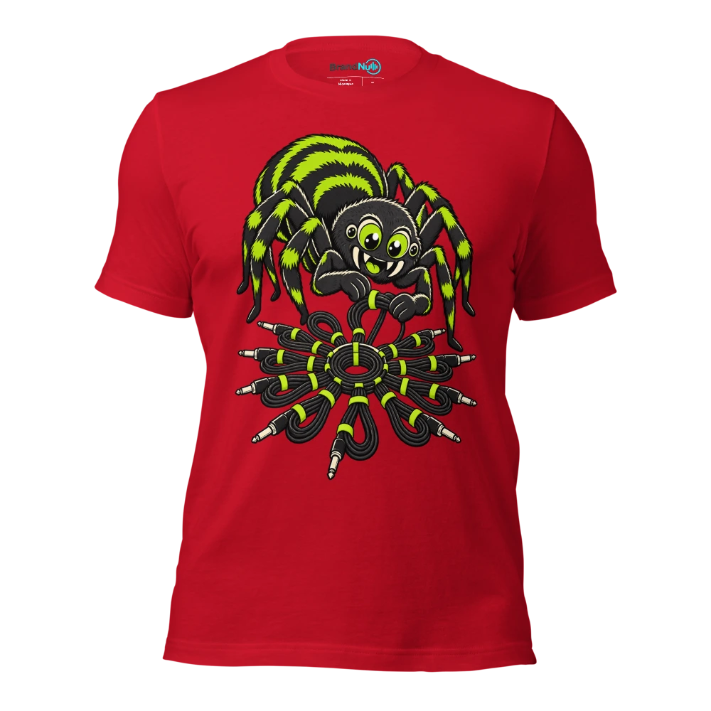 THE SPIDER HAS PERFECT CABLE MANAGEMENT T Shirt Red Front
