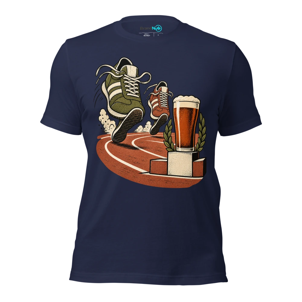 Bought BrandNu trainers. The walk to the pub is now sport T Shirt Navy Front