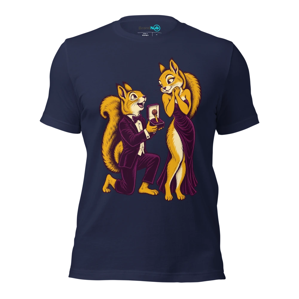 Squirrel offering a violin peg in a velvet gift box T Shirt Navy Front