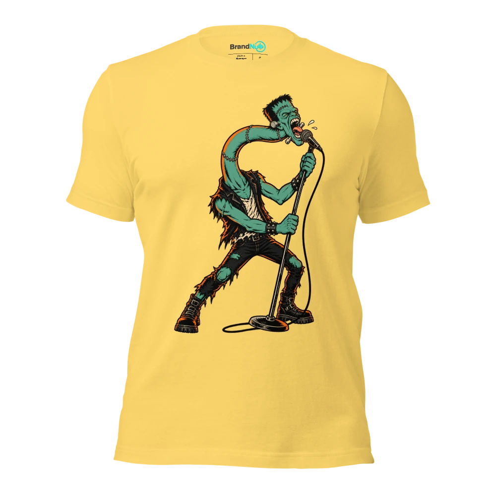 THE MONSTER HAS MORE NECK THAN MIC TECHNIQUE T Shirt Yellow Front
