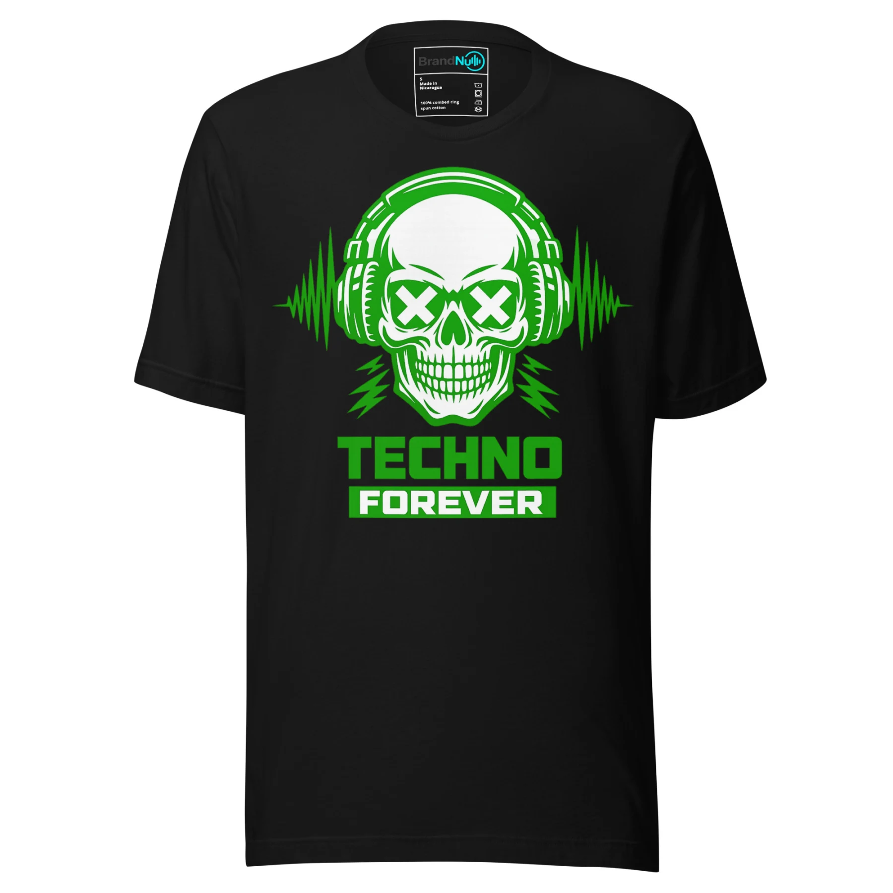 Techno Forever T Shirt Underground Rave Skull Design