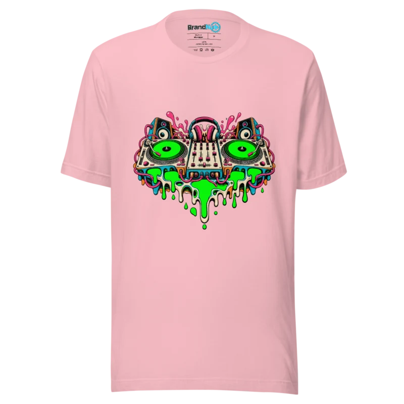Melting Decks – DJ Graphic T Shirt Pink