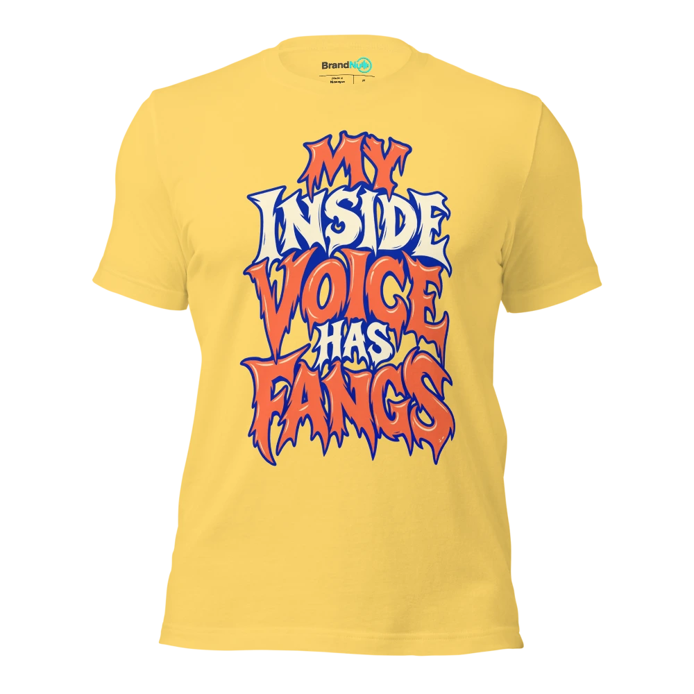 MY INSIDE VOICE HAS FANGS T Shirt Yellow Front