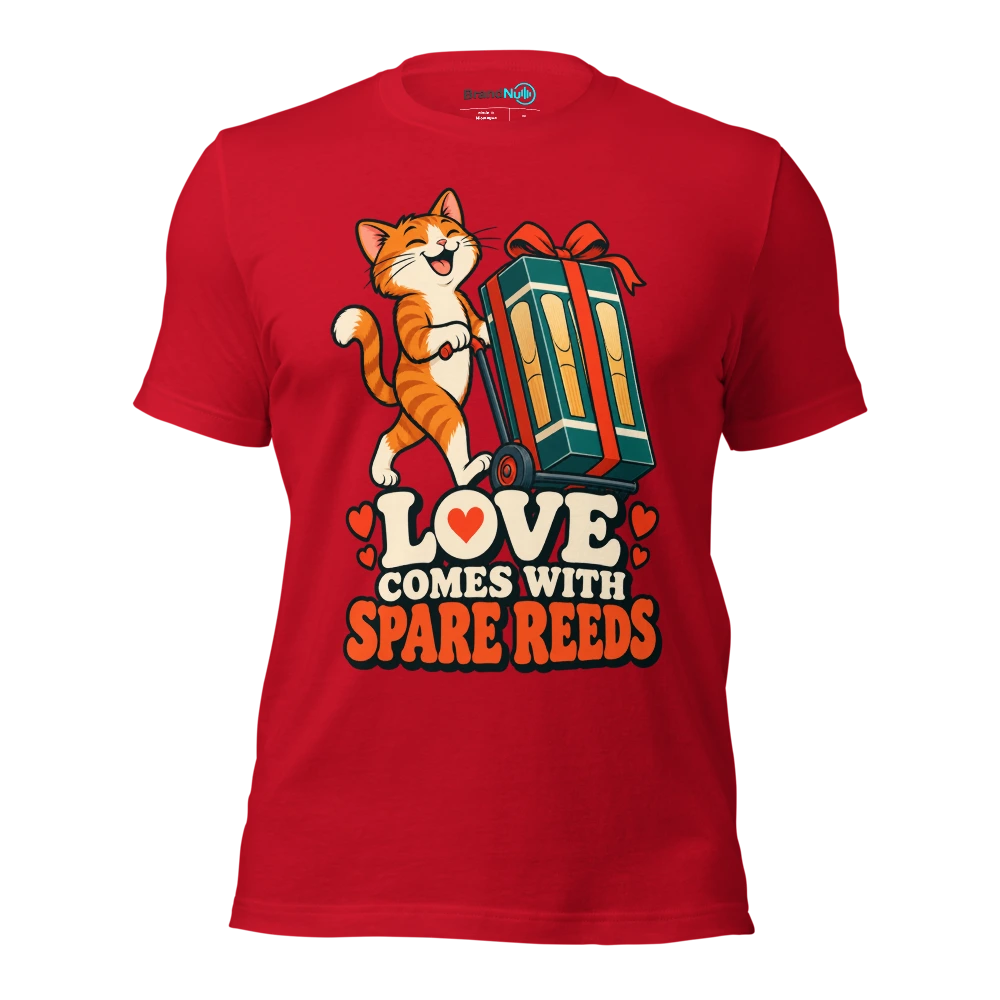 LOVE COMES WITH SPARE REEDS T Shirt Red Front