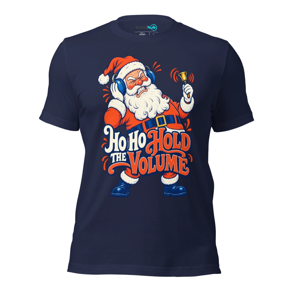 HO HO HOLD THE VOLUME T Shirt Navy Front