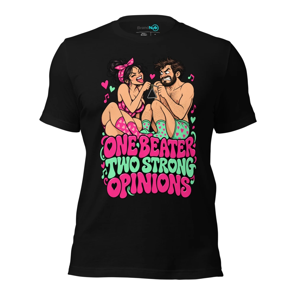 ONE BEATER TWO STRONG OPINIONS T Shirt Black Front
