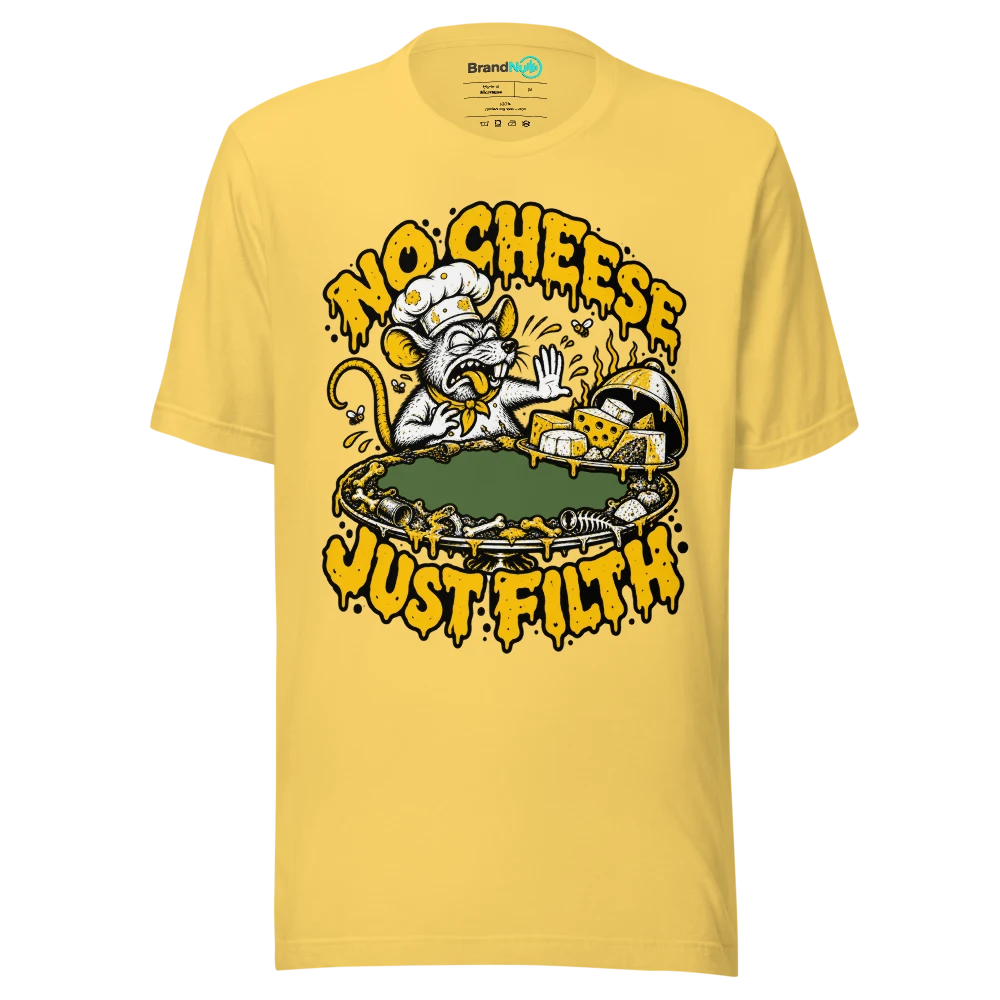 NO CHEESE JUST FILTH T Shirt Yellow Front