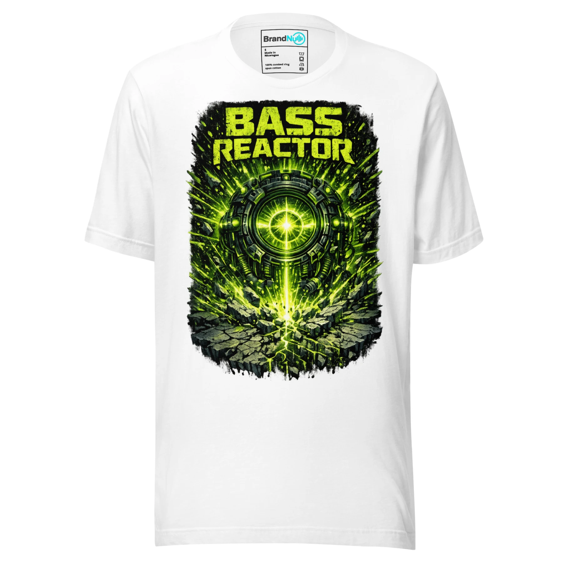 Bass Reactor Drum and Bass T Shirt Neon DnB Rave Graphic Green Screen