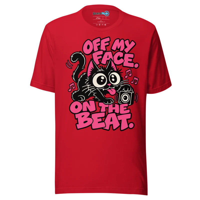 BrandNu Off My Face. On The Beat. T-Shirt - Red