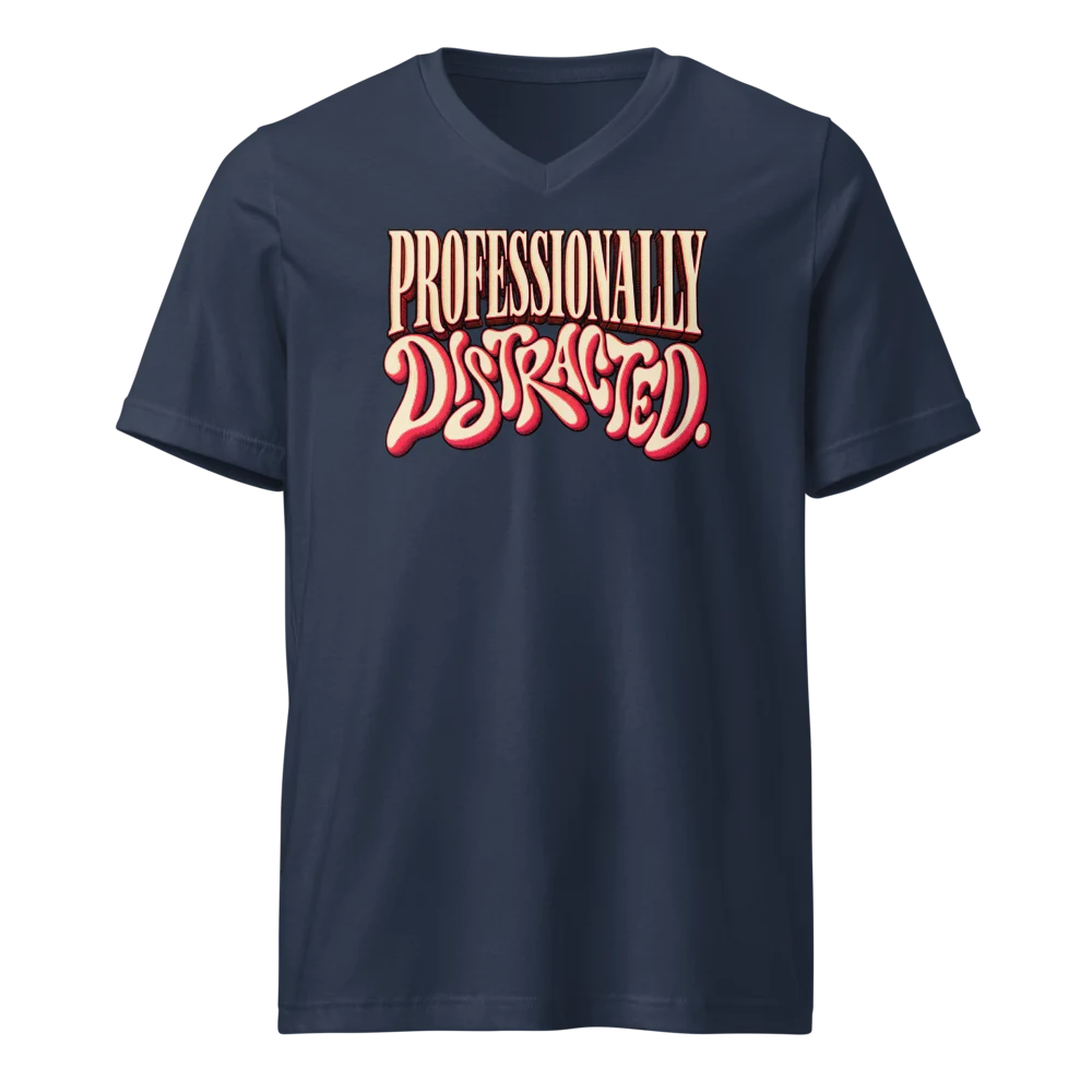 Professionally Distracted V Neck Navy front