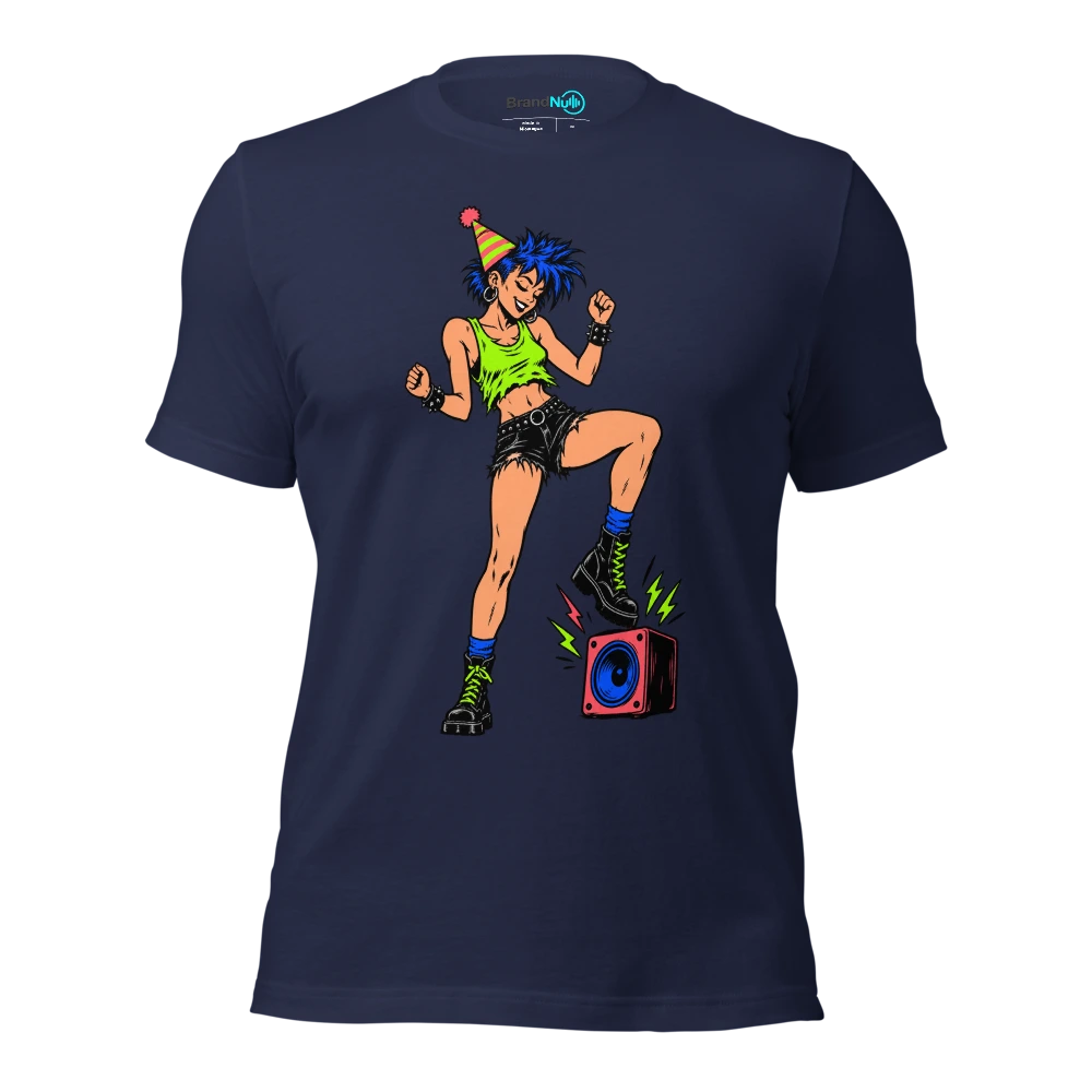 MY DANCEFLOOR EXPERIENCE NOW INCLUDES STRETCHING T Shirt Navy Front