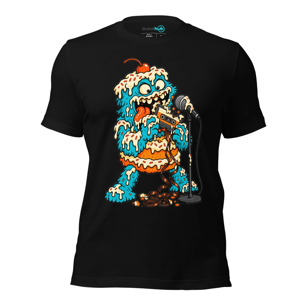 THE CAKE MONSTER HAS EATEN THE BACKING TRACK T Shirt Black Front