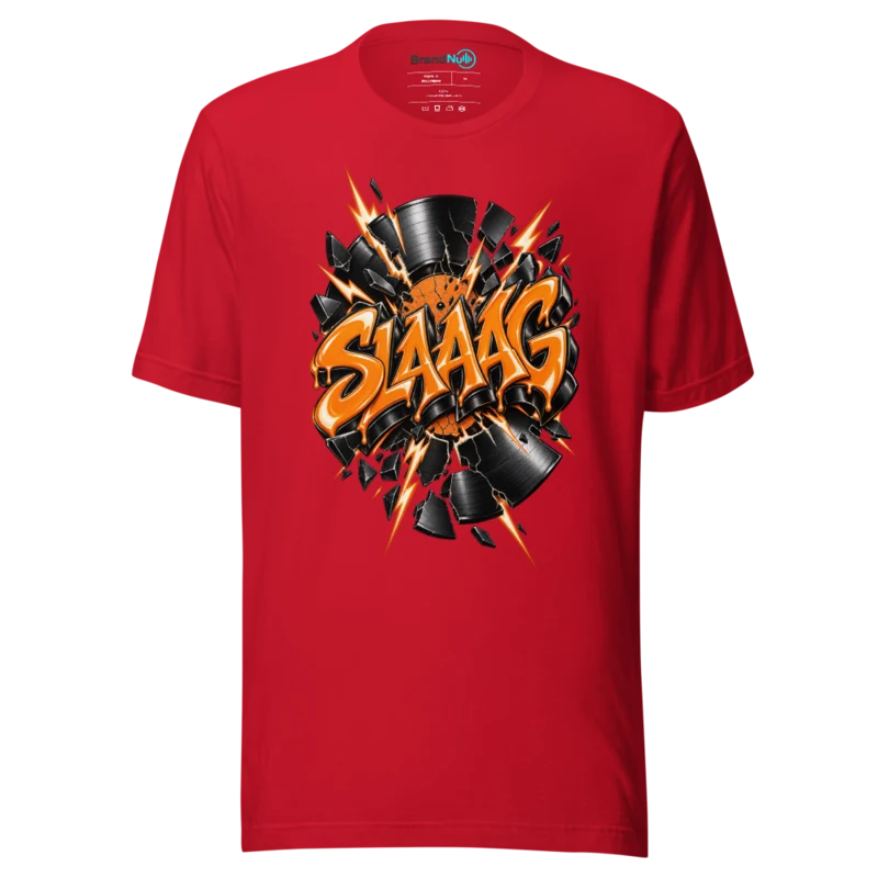 SLAAAG Front Print T Shirt Shattered Vinyl Edition - Red