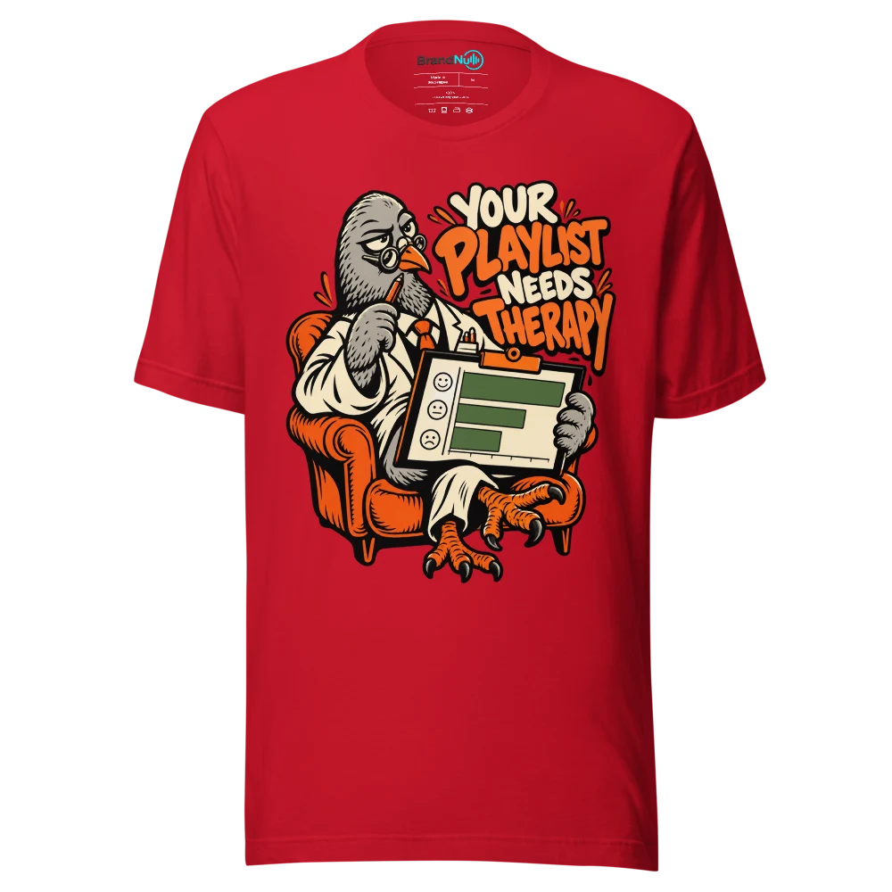 YOUR PLAYLIST NEEDS THERAPY T Shirt Red Front