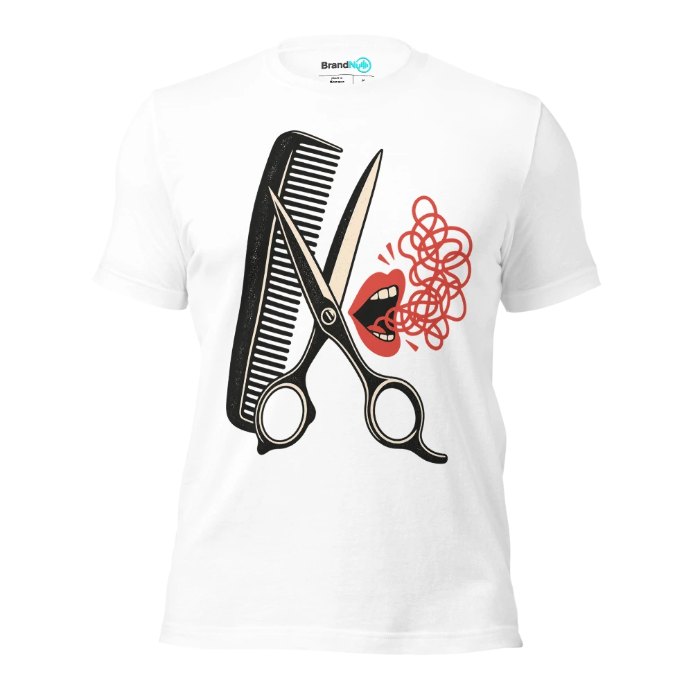 A haircut makes me feel BrandNu until I speak T Shirt White Front
