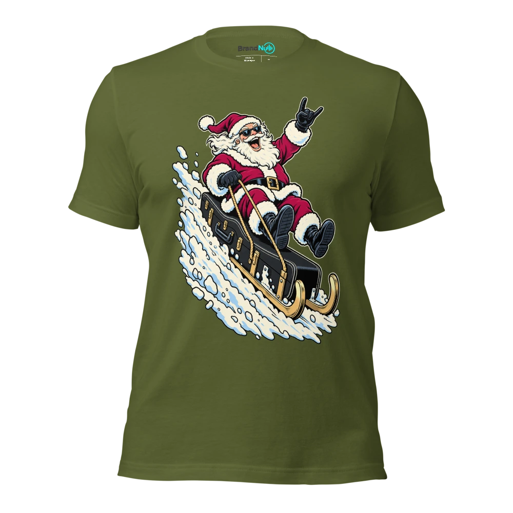 MY GUITAR CASE IS A TOBOGGAN NOW T Shirt Olive Front
