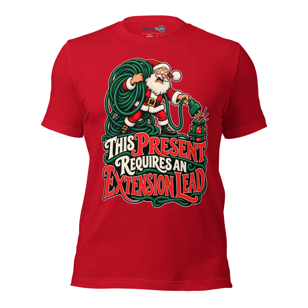 THIS PRESENT REQUIRES AN EXTENSION LEAD T Shirt Red Front