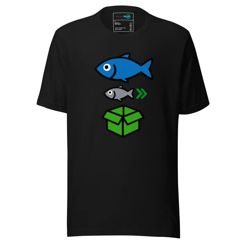 Big Fish Small Fish Cardboard Box T Shirt – Rave Dance Reference - Black