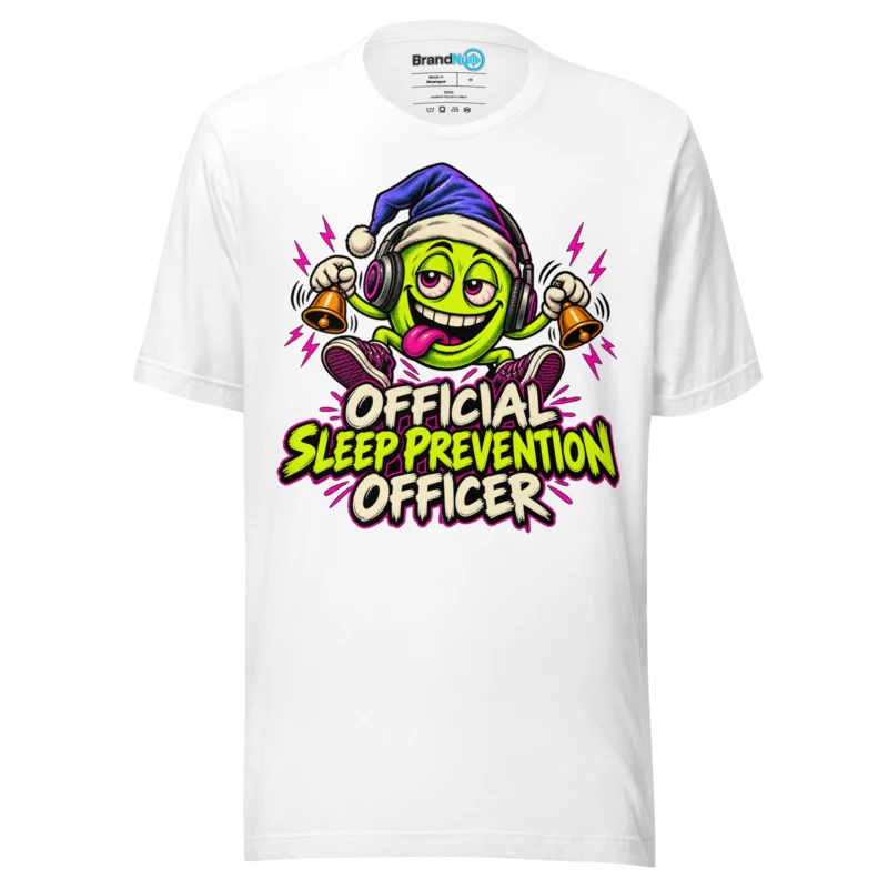 Official Sleep Prevention Officer – Green Dripping Rave Smiley T-Shirt