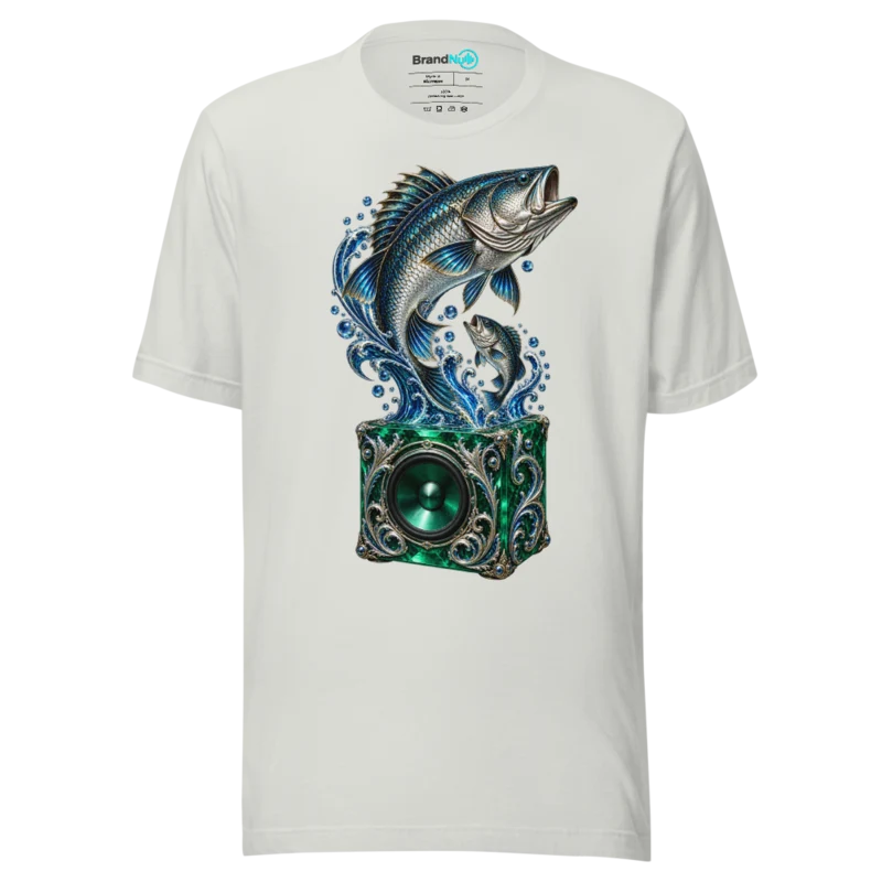 Big Fish Small Fish Cardboard Box T Shirt - Speaker Splash Edition - Silver