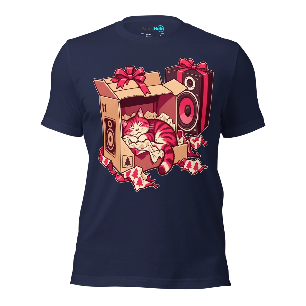 THE CAT HAS CLAIMED THE NEW SPEAKER BOX T Shirt Navy Front
