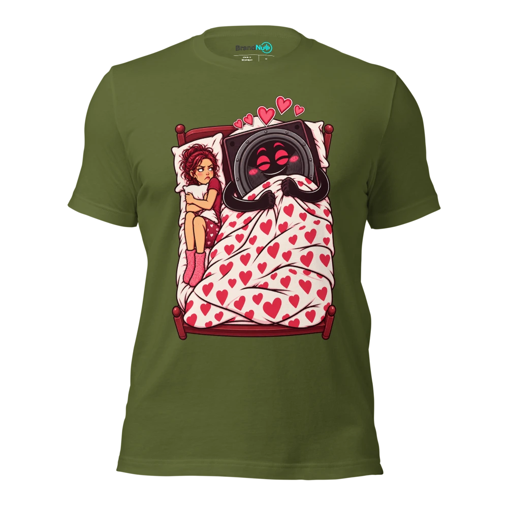 THE SUBWOOFER HAS TAKEN YOUR SIDE OF THE BED T Shirt Olive Front