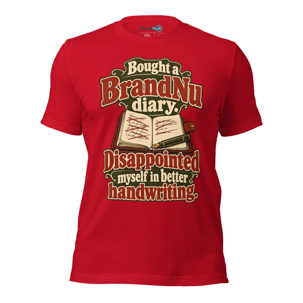 Bought a BrandNu diary. Disappointed myself in better handwriting T Shirt Red Front