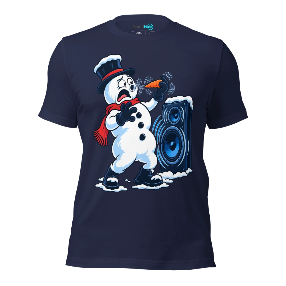 THE SNOWMAN HAS LOST HIS BASS FACE T Shirt Navy Front