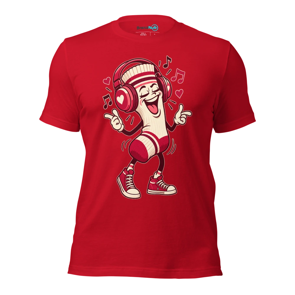 THE SINGLE SOCK HAS EXCELLENT MUSIC TASTE T Shirt Red Front