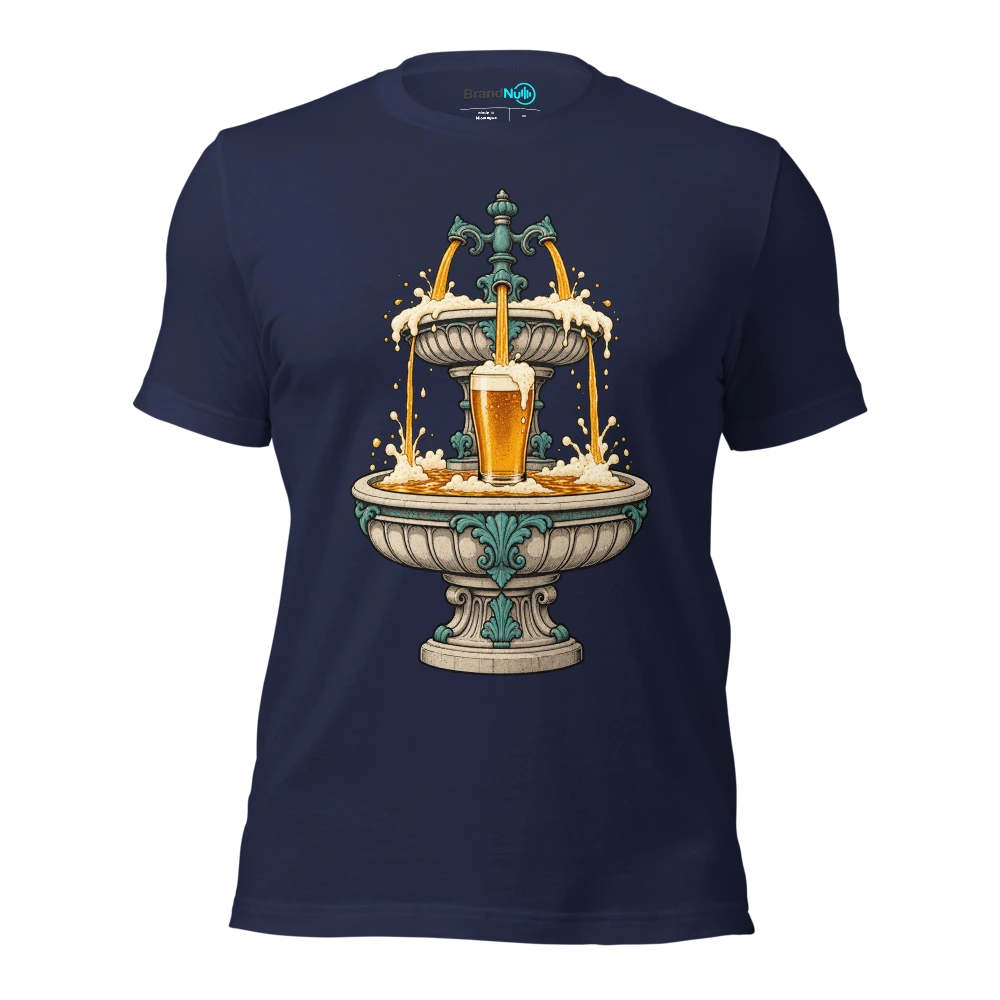 My BrandNu fountain of youth tastes suspiciously like lager T Shirt Navy Front