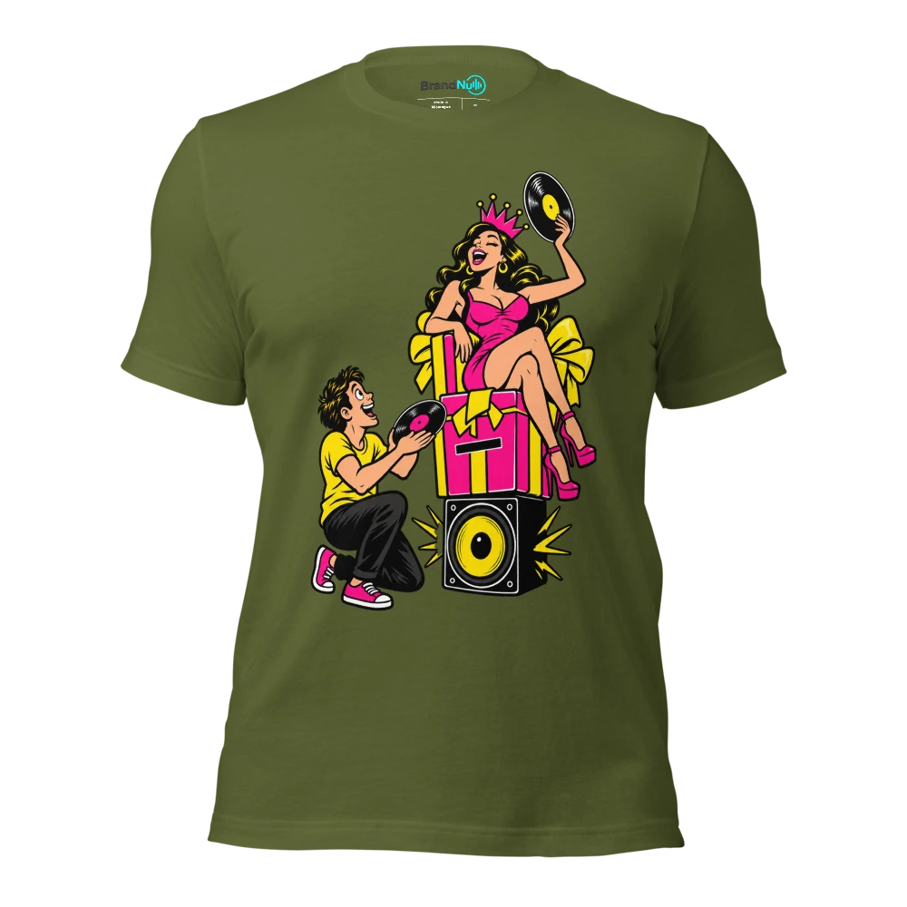 THE REQUEST BOX HAS BECOME A BIRTHDAY THRONE T Shirt Olive Front