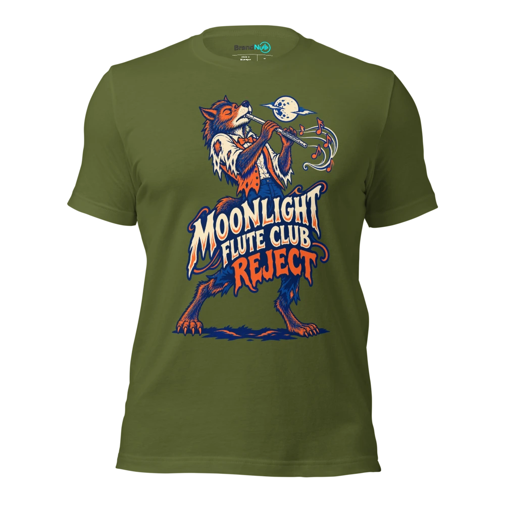 MOONLIGHT FLUTE CLUB REJECT T Shirt Olive Front