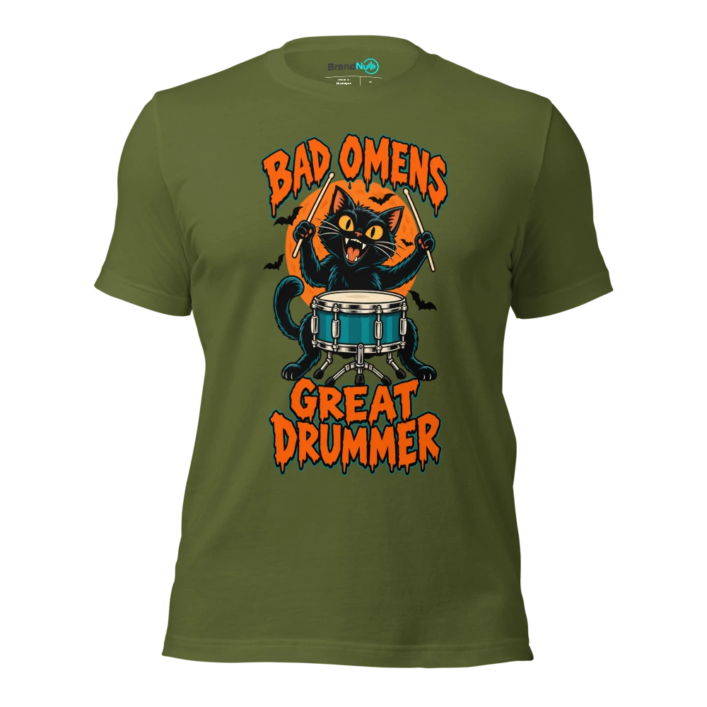 BAD OMENS GREAT DRUMMER T Shirt Olive Front
