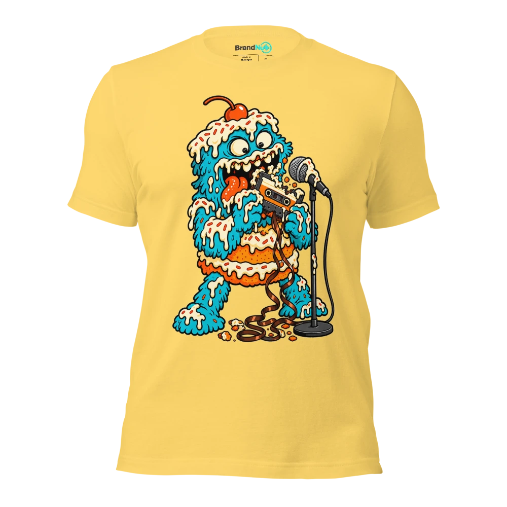 THE CAKE MONSTER HAS EATEN THE BACKING TRACK T Shirt Yellow Front