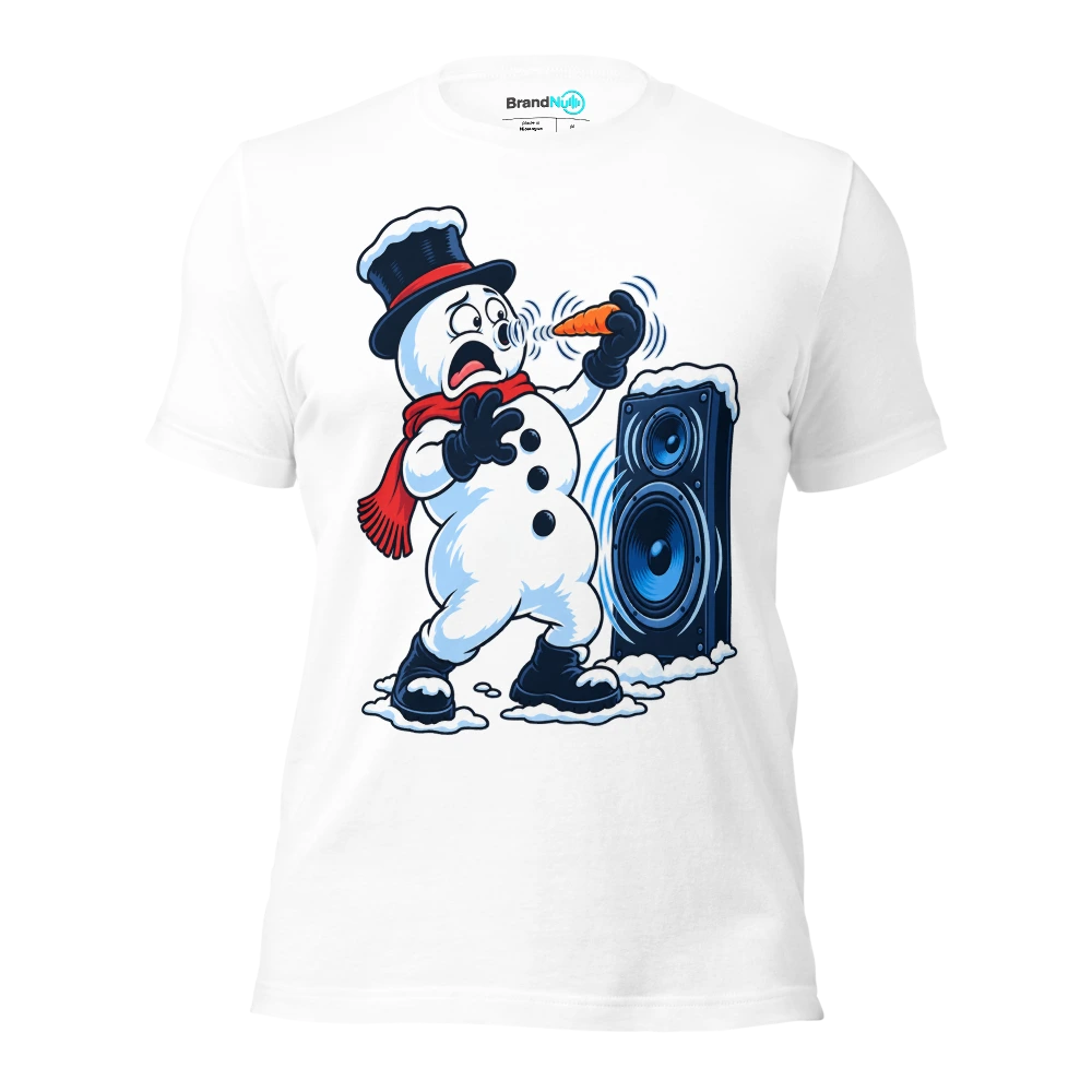 THE SNOWMAN HAS LOST HIS BASS FACE T Shirt White Front